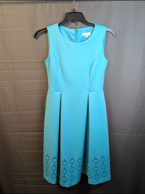 Calvin Klein Aqua Fit & Flare Dress with Laser-Cut Hem